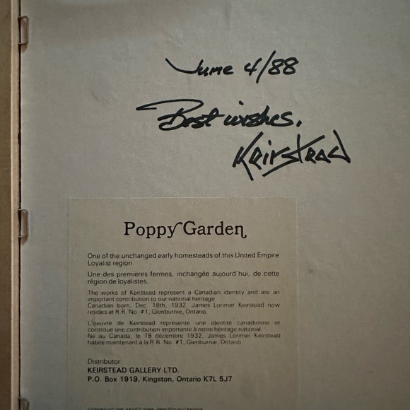 Keirstead autographed print “poppy garden” - Picture 4 of 5